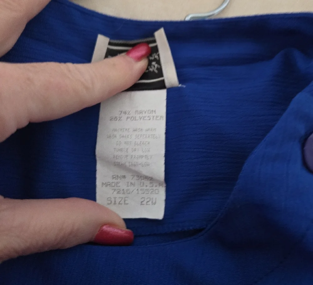 Distinctly Different Plus Size Blue Button-Shoulder Top - Picture 4 of 4